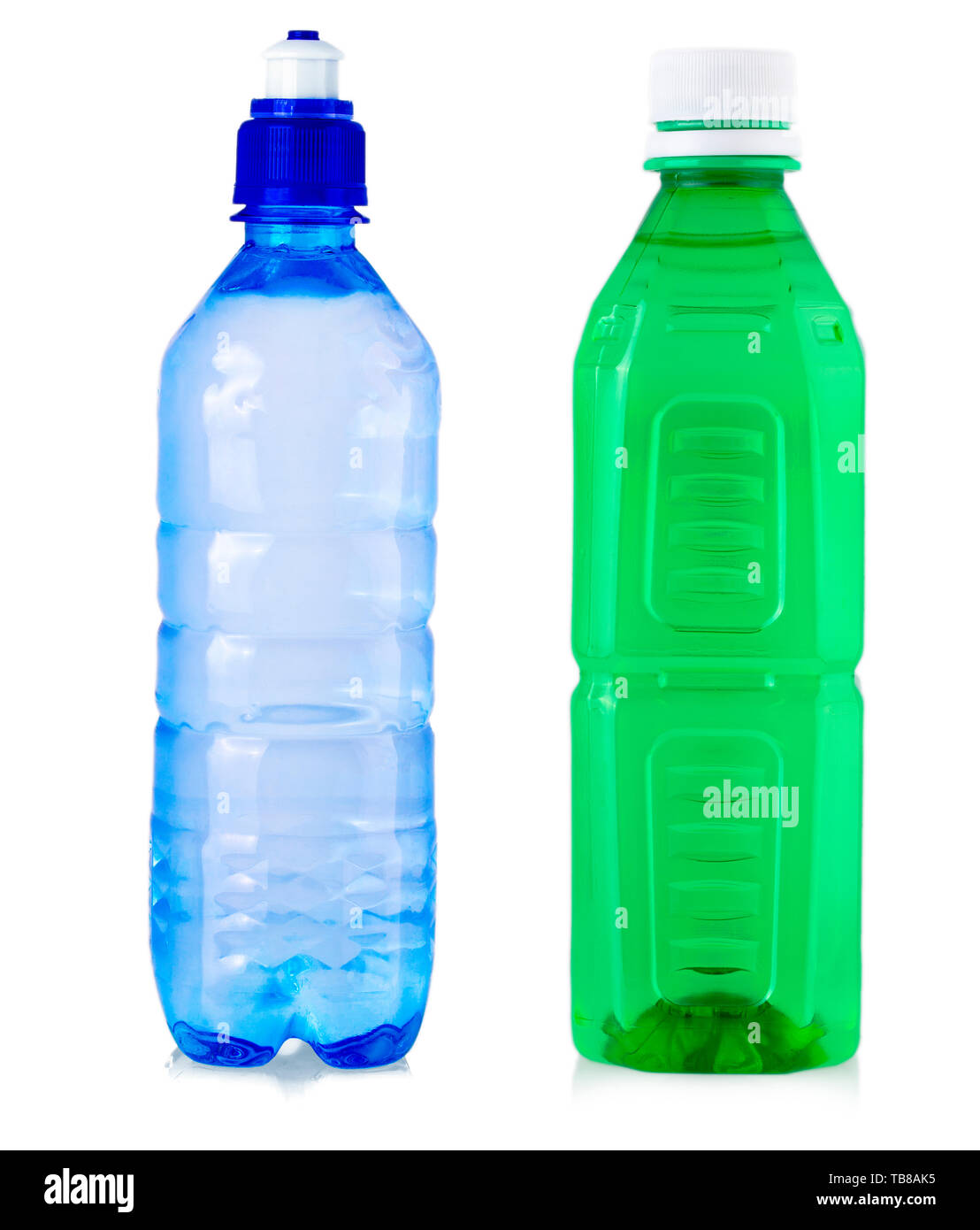 Plastic bottles of drinking water isolated on white background Stock