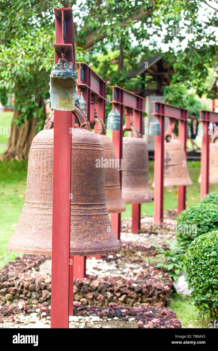 Chisinau, Moldova November 23, 2017: Square Bells in the center of Buddhism Nanshan on the island of Hainan in China Stock Photo