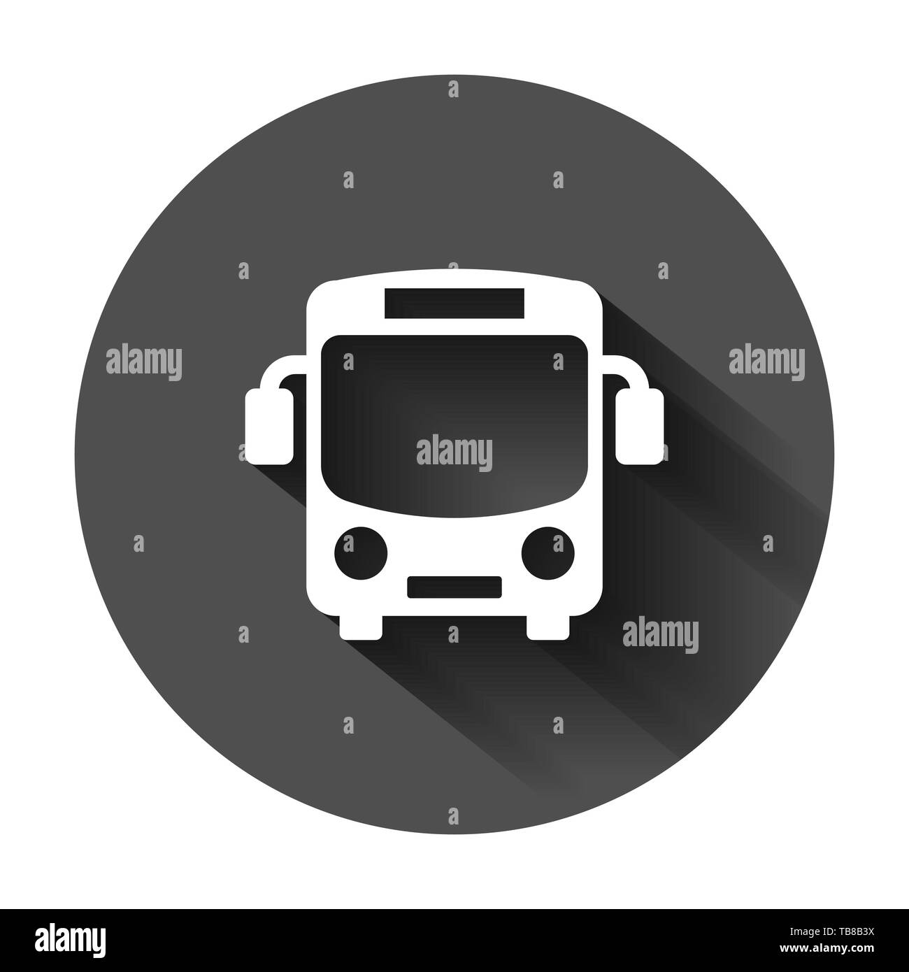 School bus icon in flat style. Autobus vector illustration on black ...