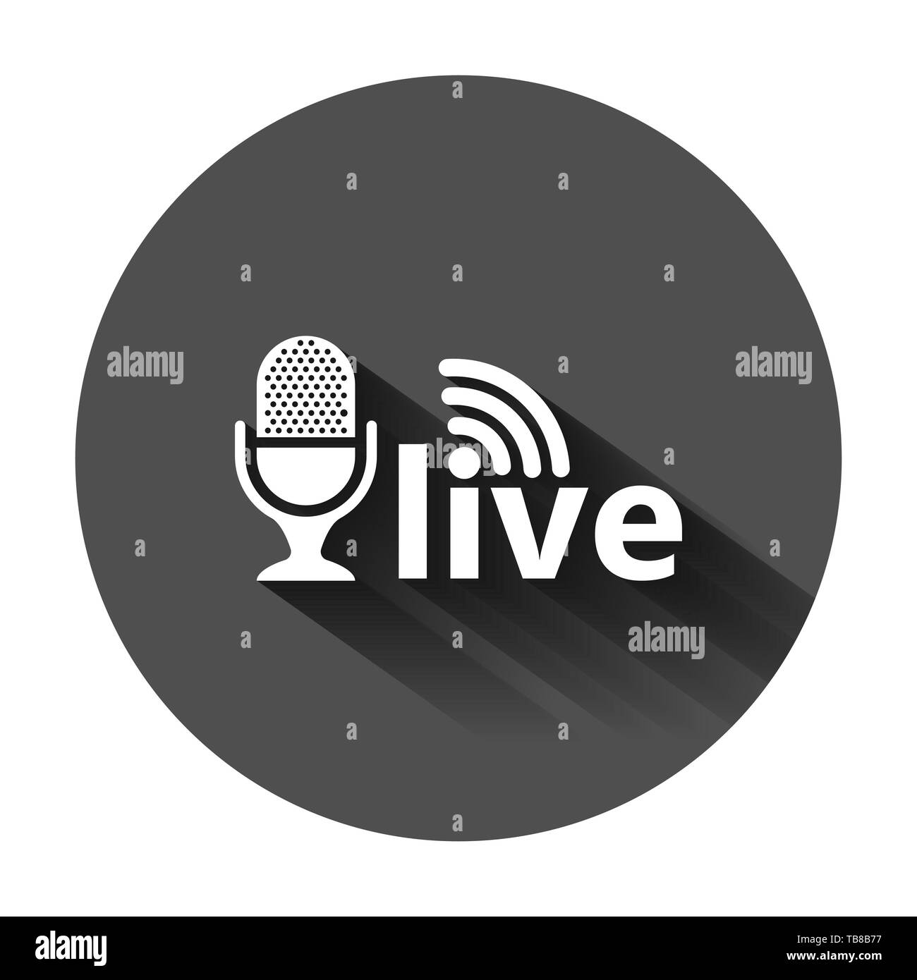 Microphone icon in flat style. Live broadcast vector illustration on ...
