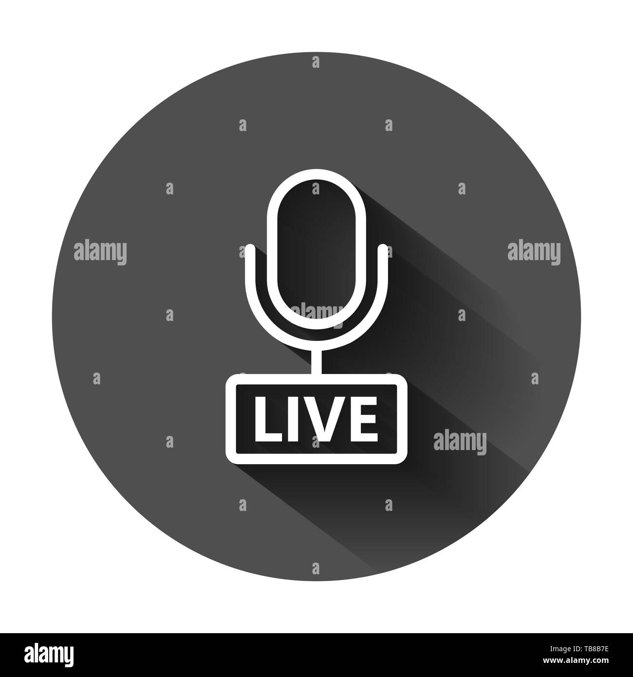 Microphone icon in flat style. Live broadcast vector illustration on ...