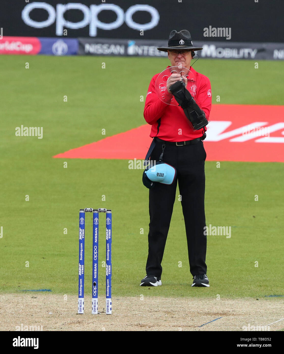LONDON, ENGLAND. 30 MAY 2019 Umpire Bruce Oxenford behind his safety