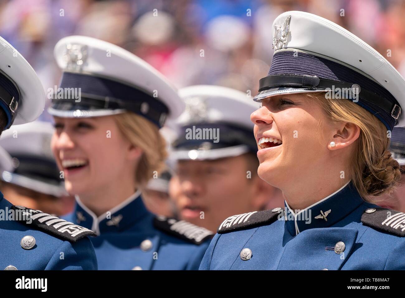 Colorado Springs, Colorado, USA. 30th May, 2019. U.S Air Force Academy cadets during the Graduation Ceremony at the USAF Academy Falcon Stadium May 30, 2019 in Colorado Springs, Colorado. Credit: Planetpix/Alamy Live News Stock Photo