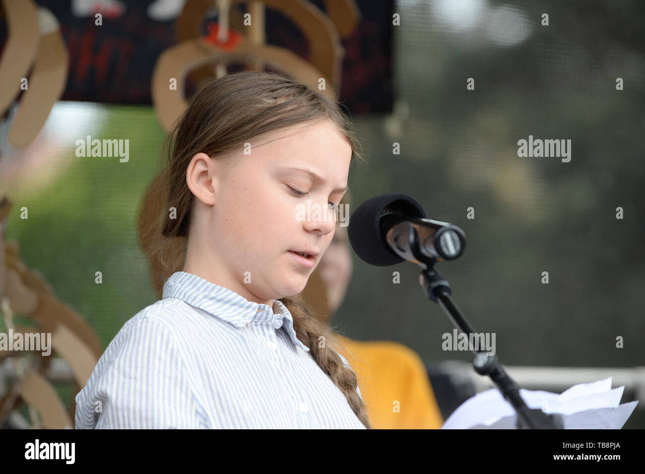 Vienna, Austria. May 31st May , 2019.  FridaysForFuture 3nd major demonstration for climate justice and courageous environmental policy on Friday, May 31, 2019 at the Heldenplatz in Vienna. Picture shows Greta Thunberg. Credit: Franz Perc / Alamy Live News Stock Photo