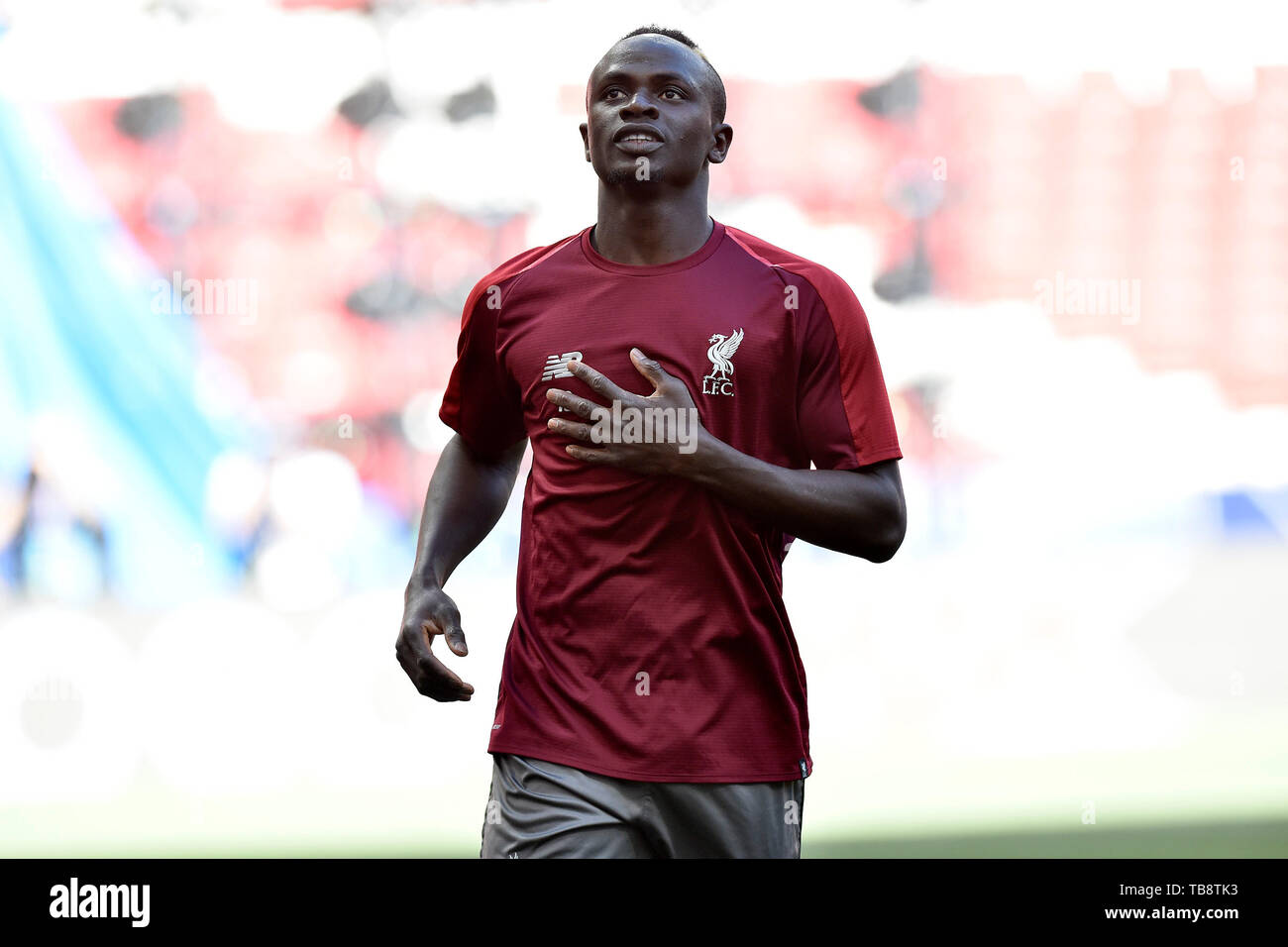 Madrid, Spain. 31st May, 2019. Sadio Mane of Liverpool FC during the Liverpool FC training session on the eve of the UEFA Champions League Final against Tottenham Hotspur at Wanda Metropolitano Stadium, Madrid, Spain on May 31 2019. Photo by Giuseppe Maffia. Credit: UK Sports Pics Ltd/Alamy Live News Stock Photo