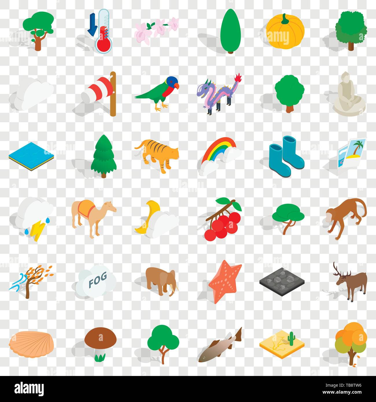 Zoo icons set, isometric style Stock Vector