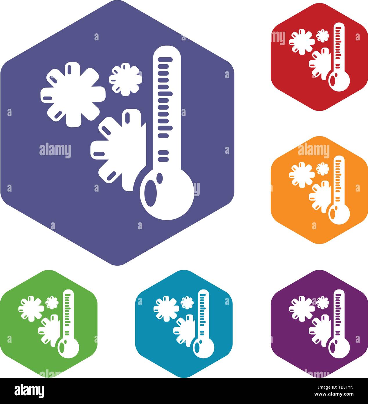 Cold icons vector hexahedron Stock Vector