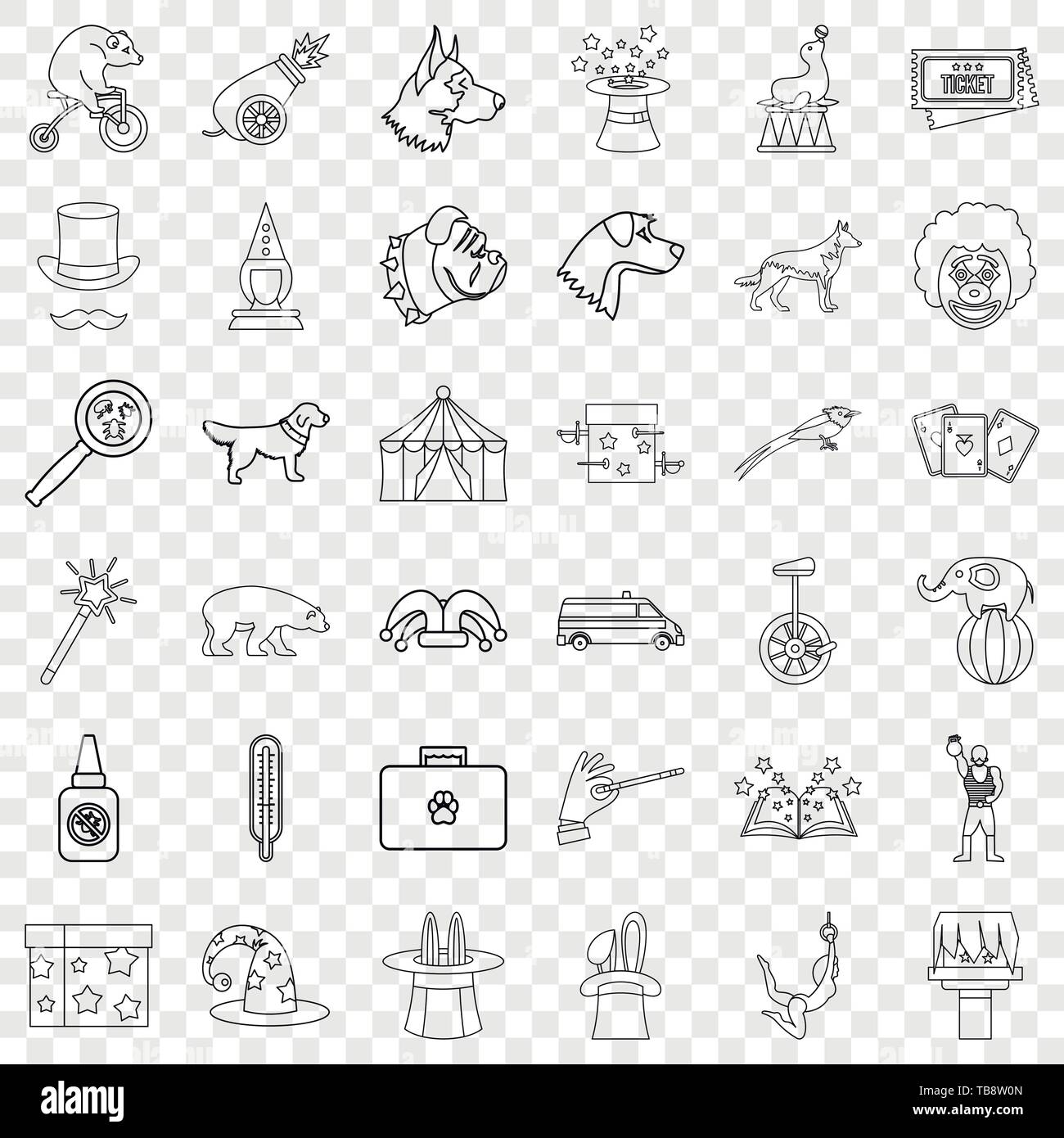 Zoo icons set, outline style Stock Vector