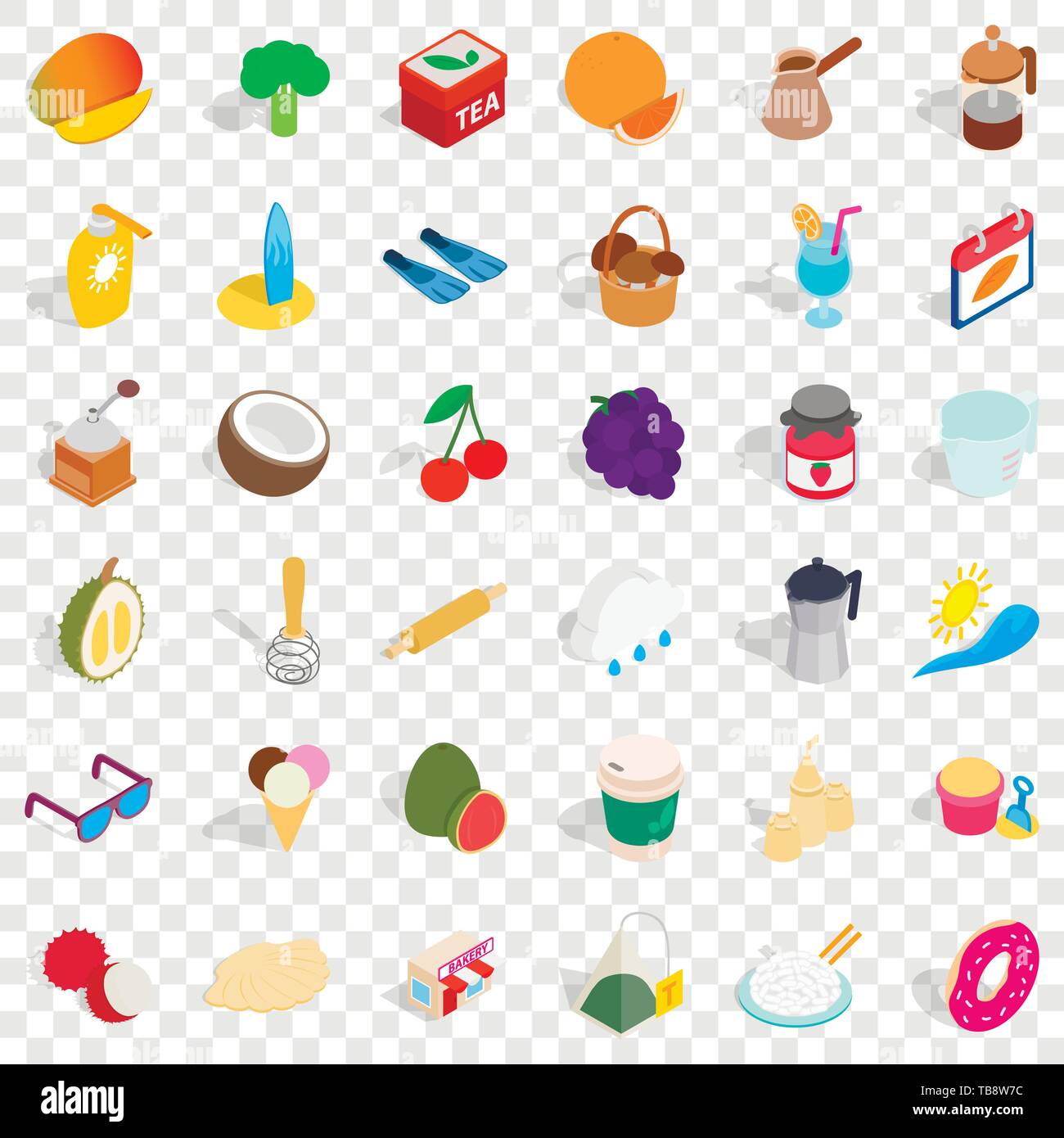 Sweet icons set, isometric style Stock Vector