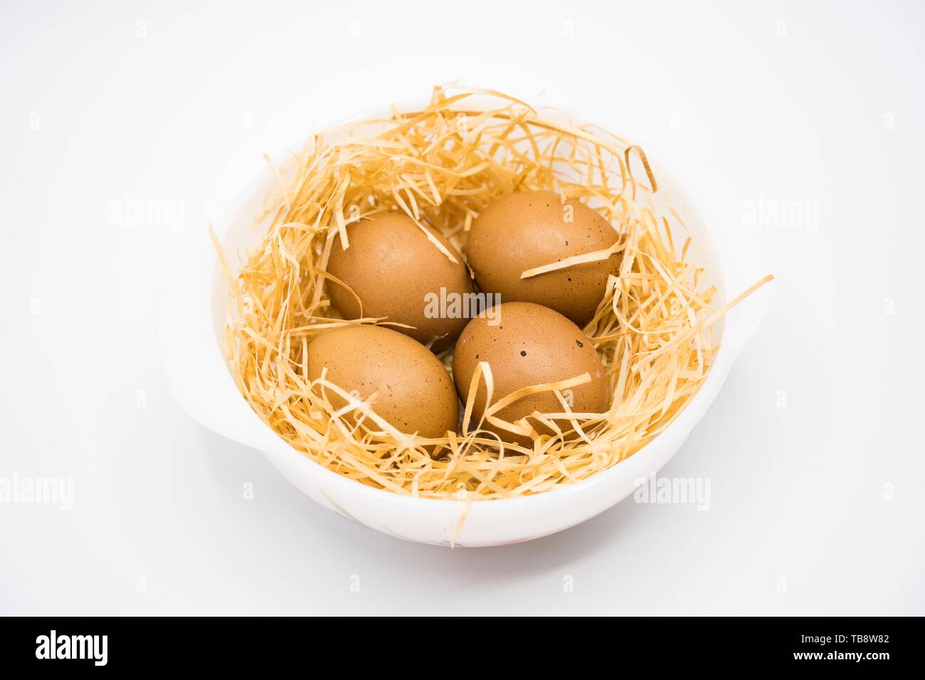 egg with nest isolated with white background shooting in studio Stock ...