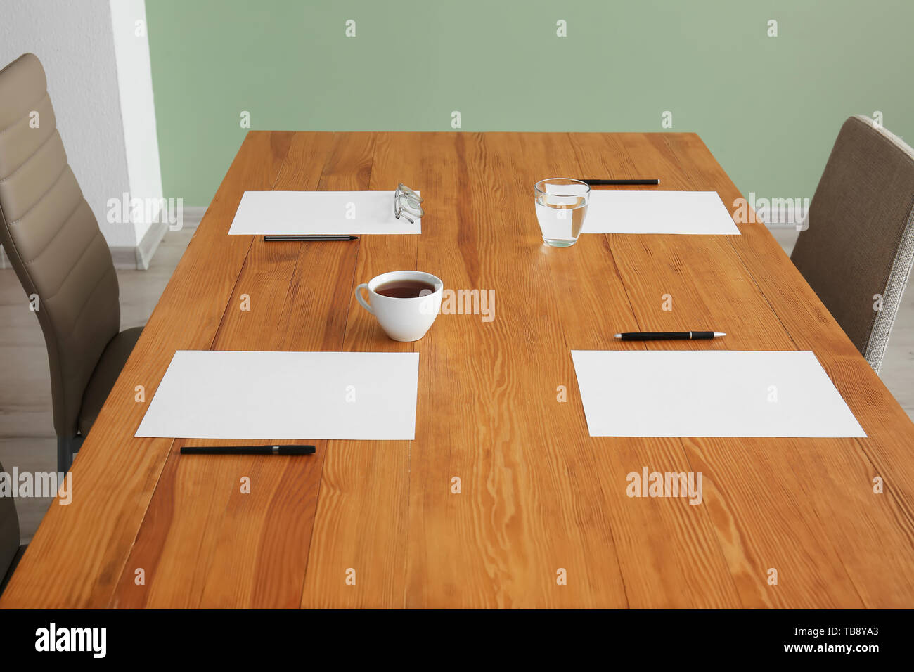 Empty conference room prepared for meeting Stock Photo