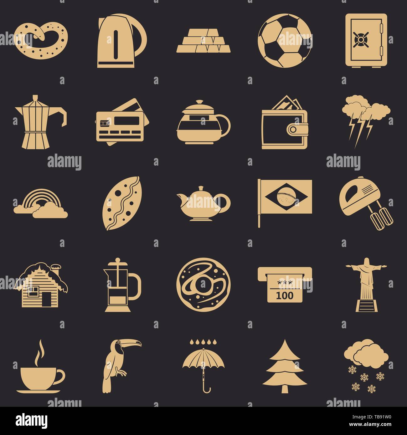 Coffee morning icons set, simple style Stock Vector Image & Art Alamy