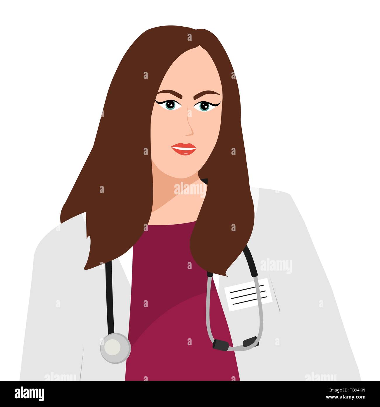 Women doctors therapists with a phonendoscope on a white background Stock Vector