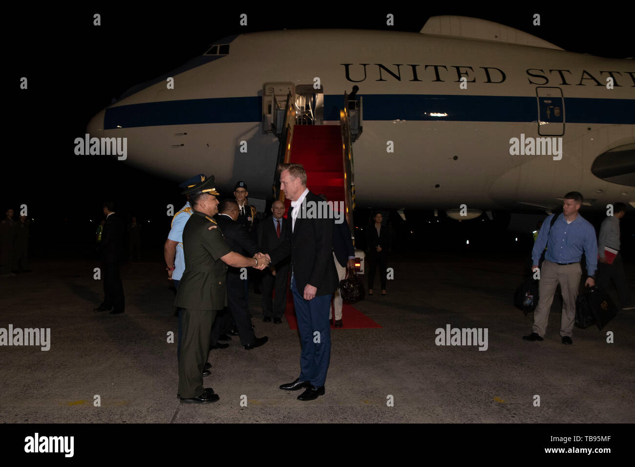 U.S. Acting Secretary of Defense Patrick M. Shanahan arrives in Jakarta, Indonesia, May 29, 2019. (DoD photo by Lisa Ferdinando) Stock Photo