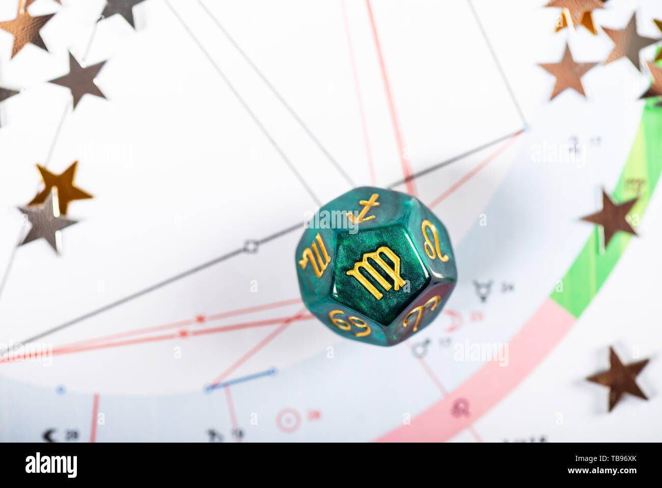 Astrology Dice with zodiac symbol of Virgo Aug 23 Sep 22 on Natal