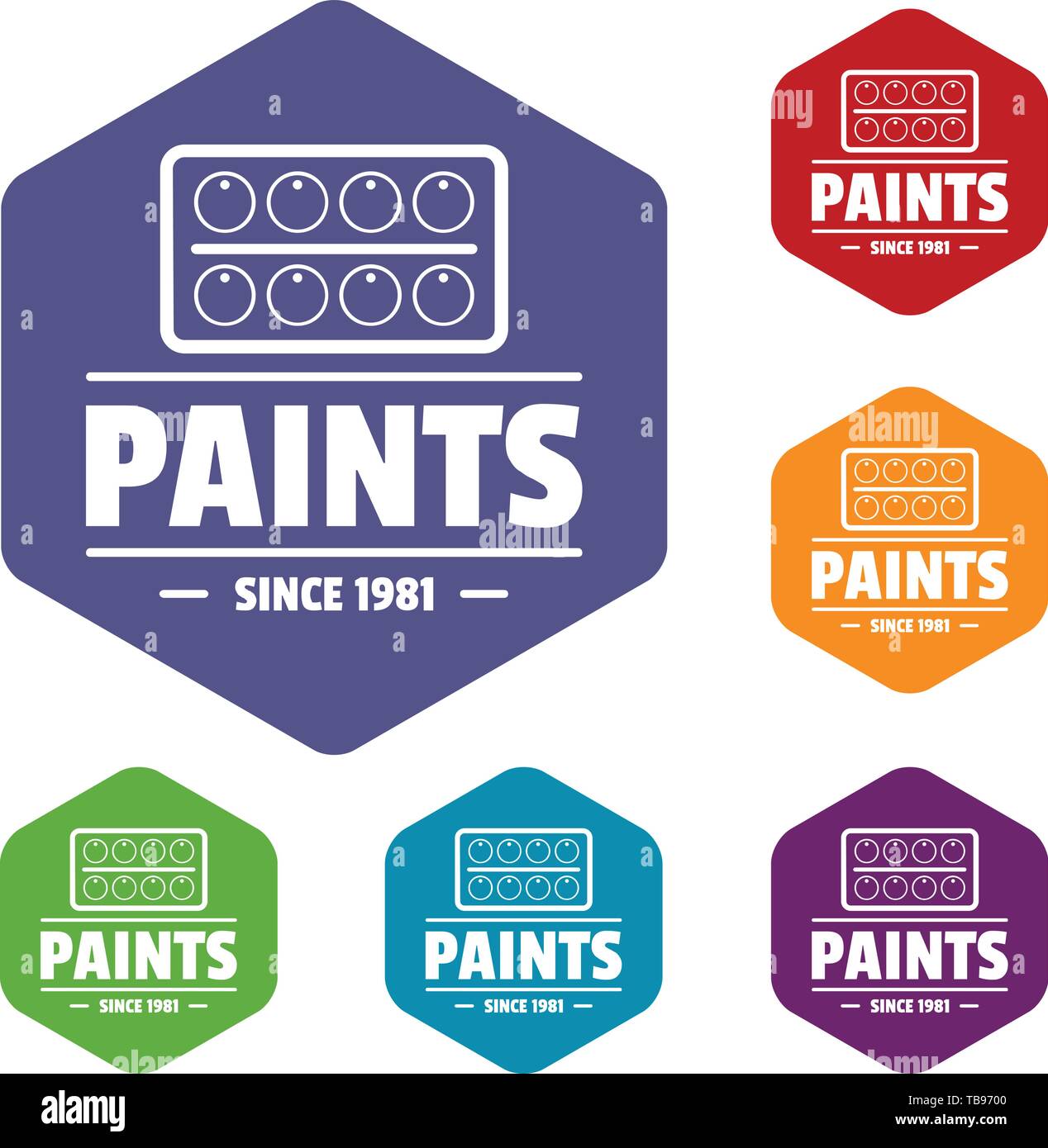 Paint tool icons vector hexahedron Stock Vector