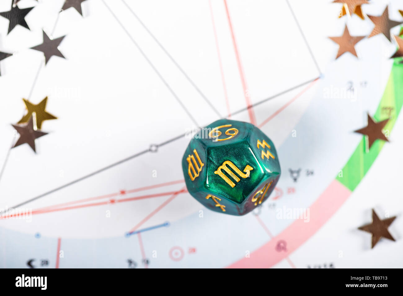 Astrology Dice with zodiac symbol of Scorpio Oct 23 Nov 21 on Natal