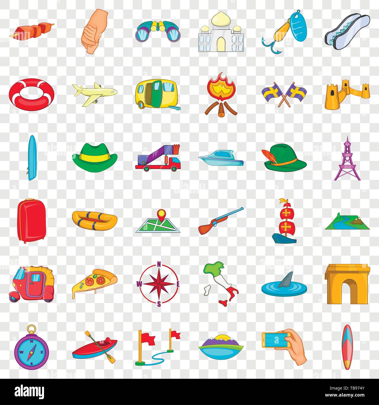 Hiking icons set, cartoon style Stock Vector Image & Art - Alamy