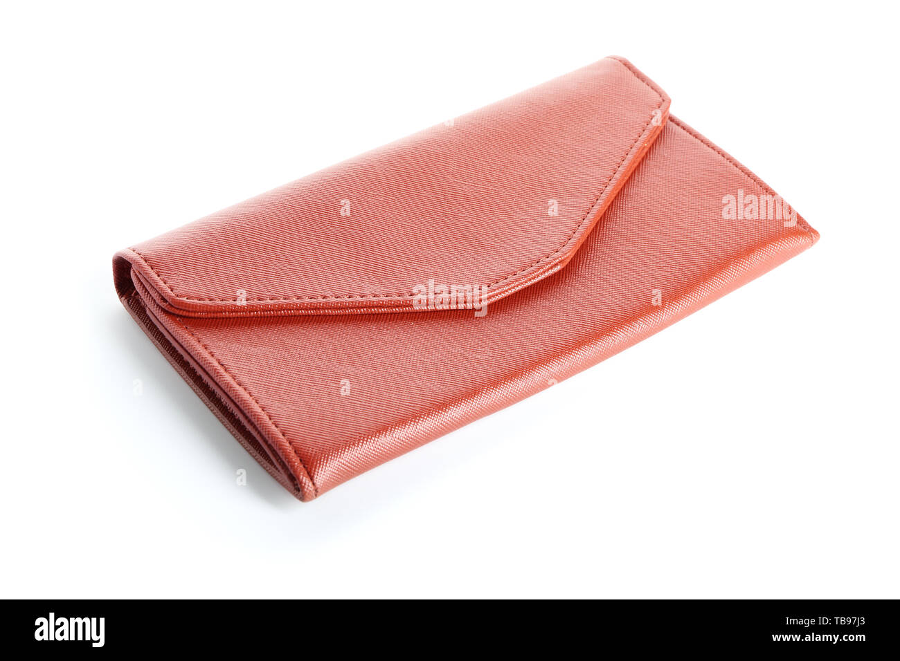 Leather wallet on white background Stock Photo