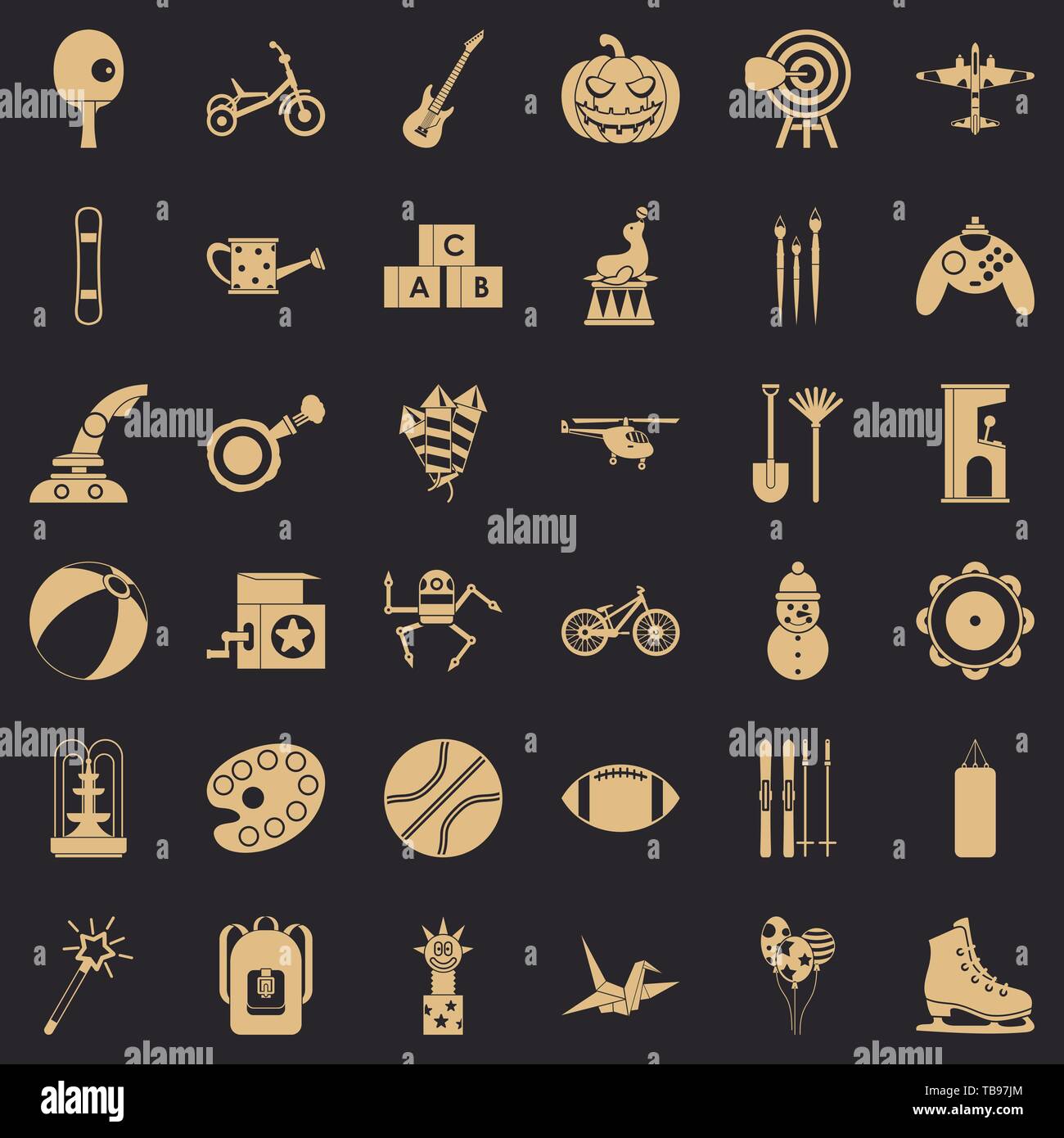 Kid game icons set, simple style Stock Vector