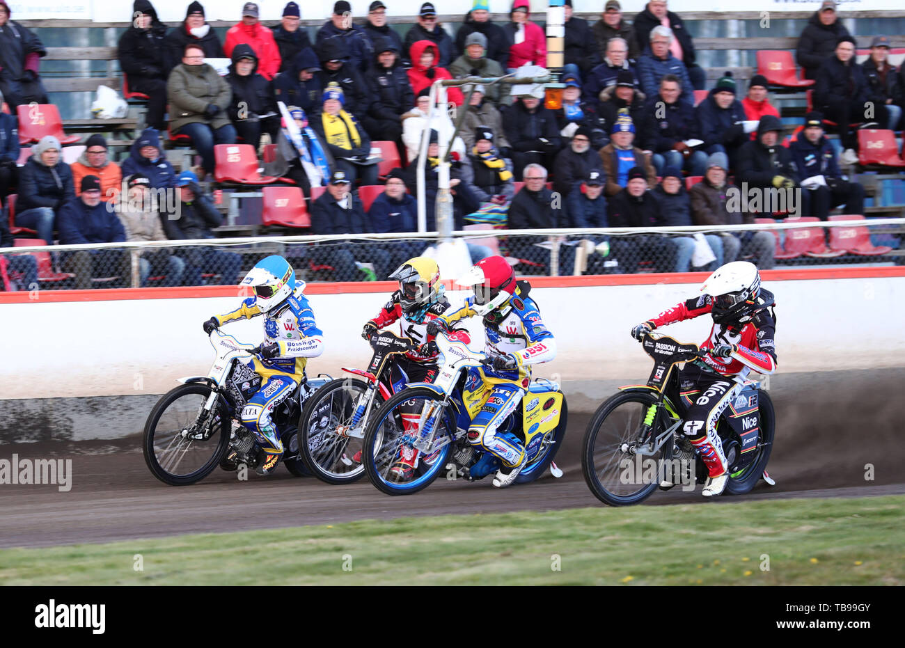 MOTALA 20190507 Speedway i Elitserien mellan Piraterna-Smederna på Probaco arena. Foto Jeppe Gustafsson Stock Photo