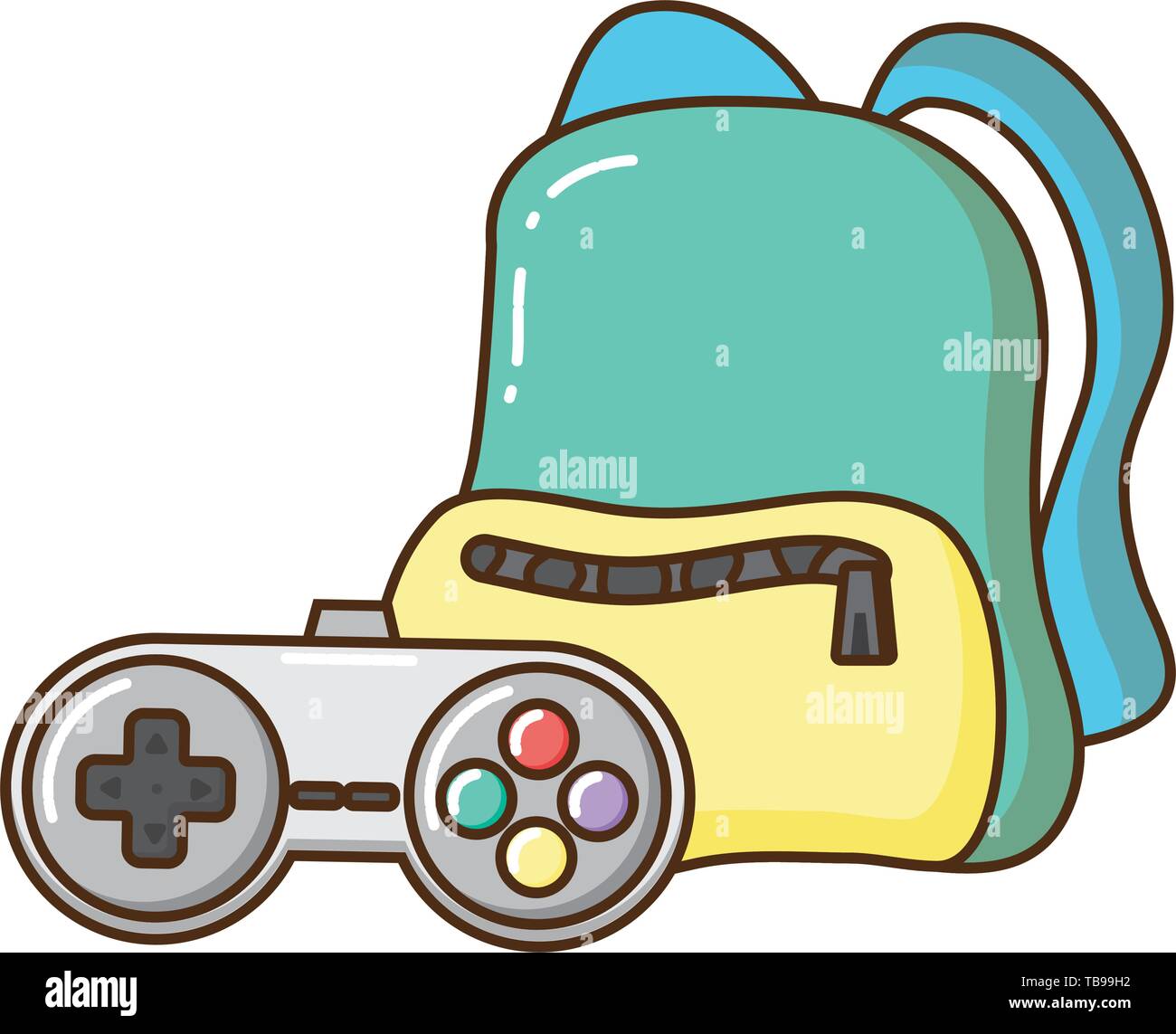 travel backpack and videogames control icon Stock Vector Image & Art ...