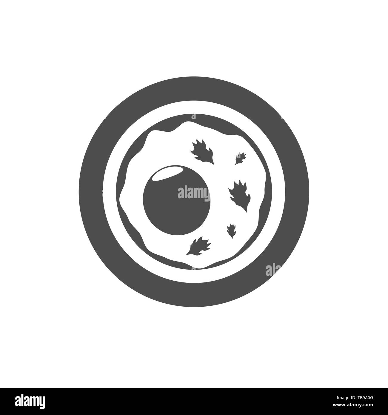 Fried eggs icon. Fried eggs with parsley Top view Vector illustration Stock Vector