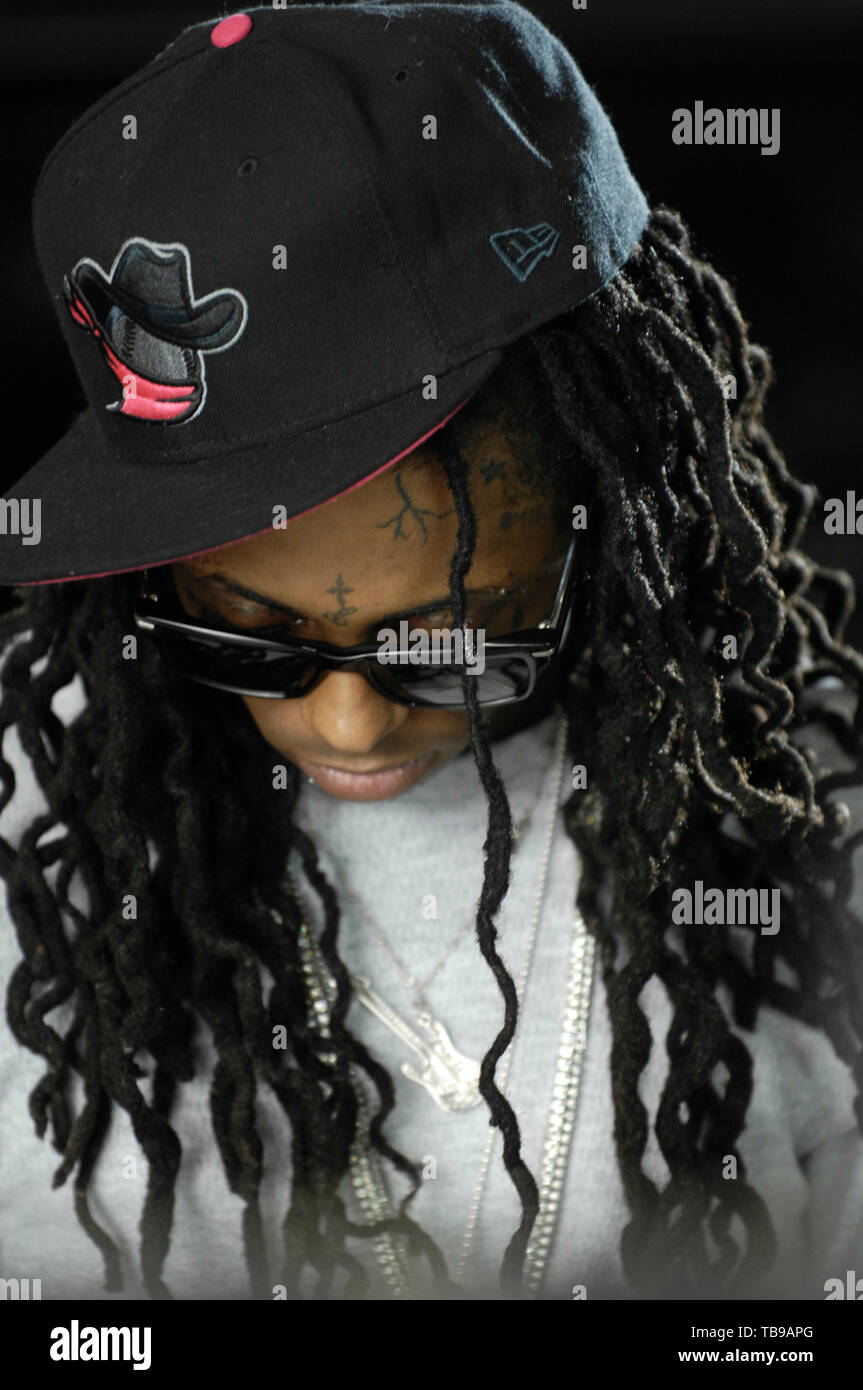 Rapper Lil Wayne on the set of his music video with Young Money called ...