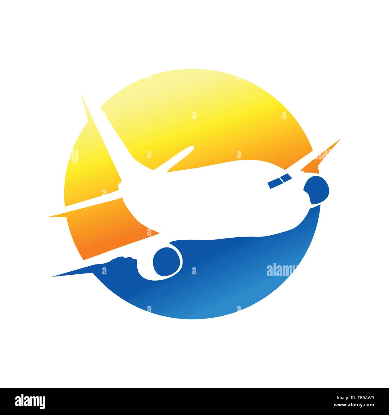 Unique Circular Flying Airplane Silhouette Mark Vector Symbol Graphic Logo Design Template Stock Vector