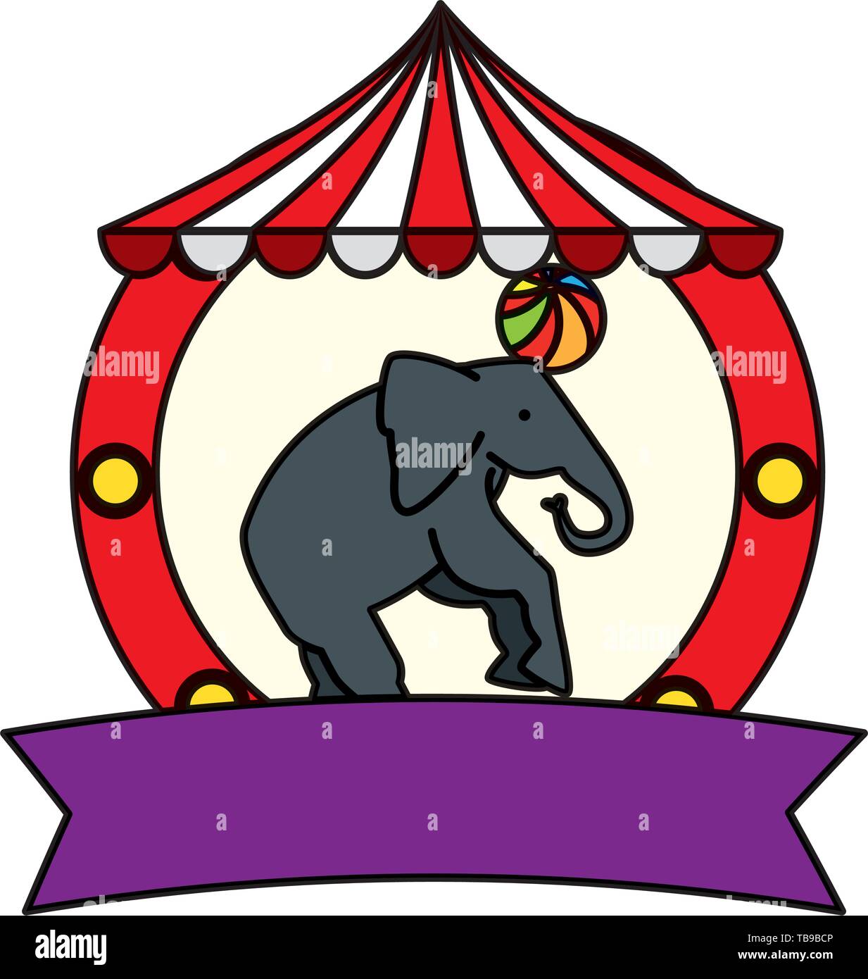circus elephant playing with balloon in tent Stock Vector Image & Art ...