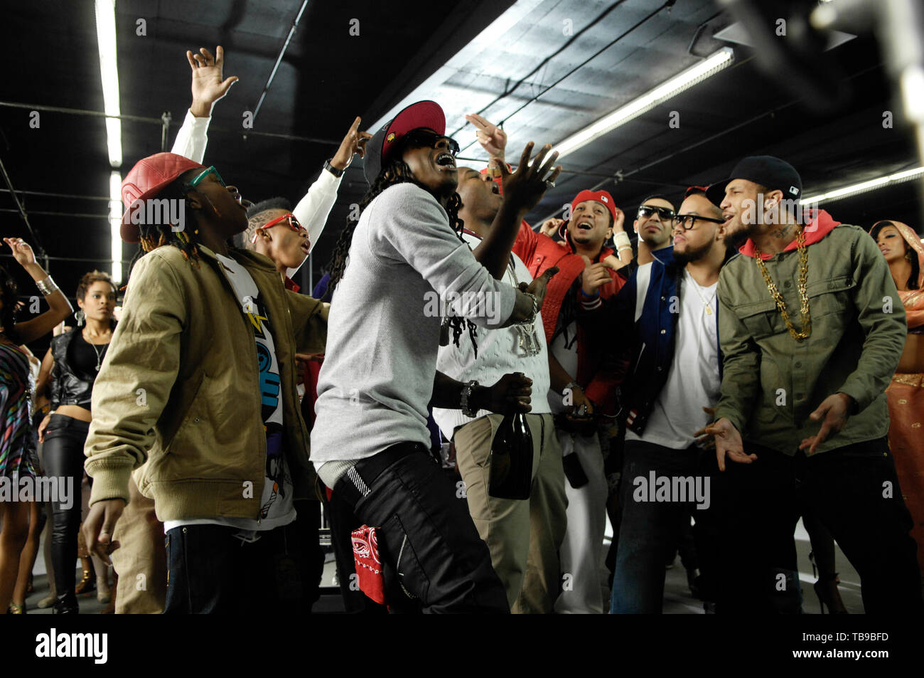 Rap Superstar Lil Wayne on the set of his music video with Young Money ...