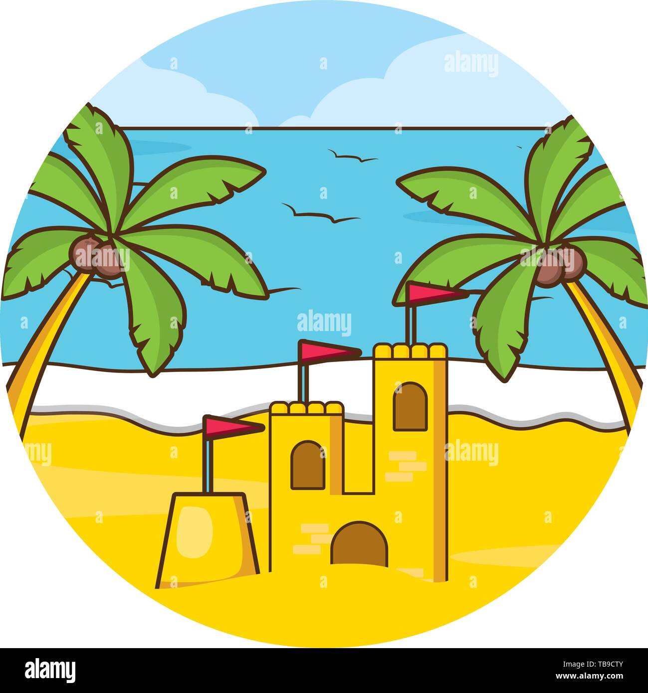 vacations beach palm sea sand castle Stock Vector Image & Art - Alamy