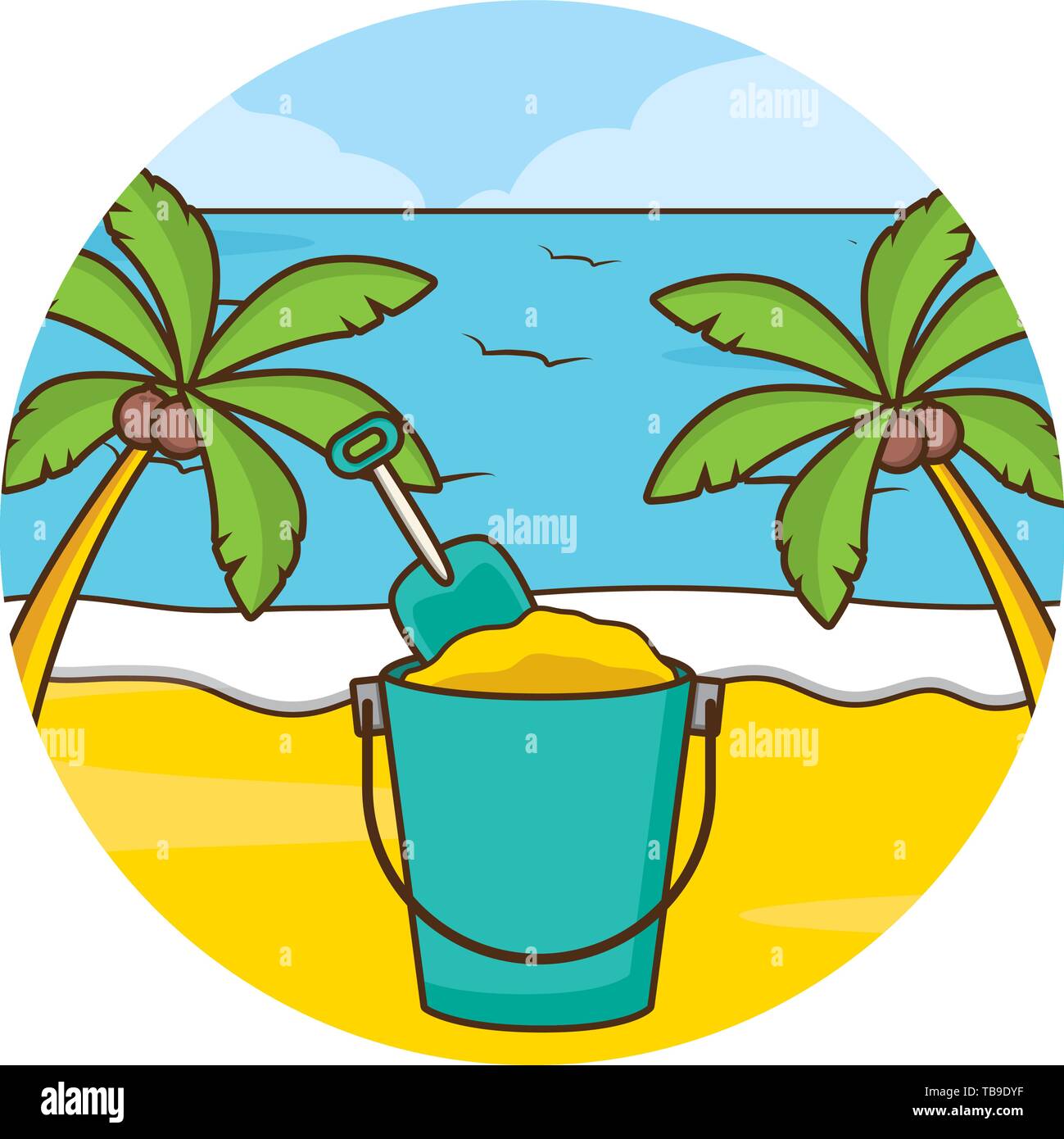 vacations beach palm sea sand bucket Stock Vector Image & Art - Alamy