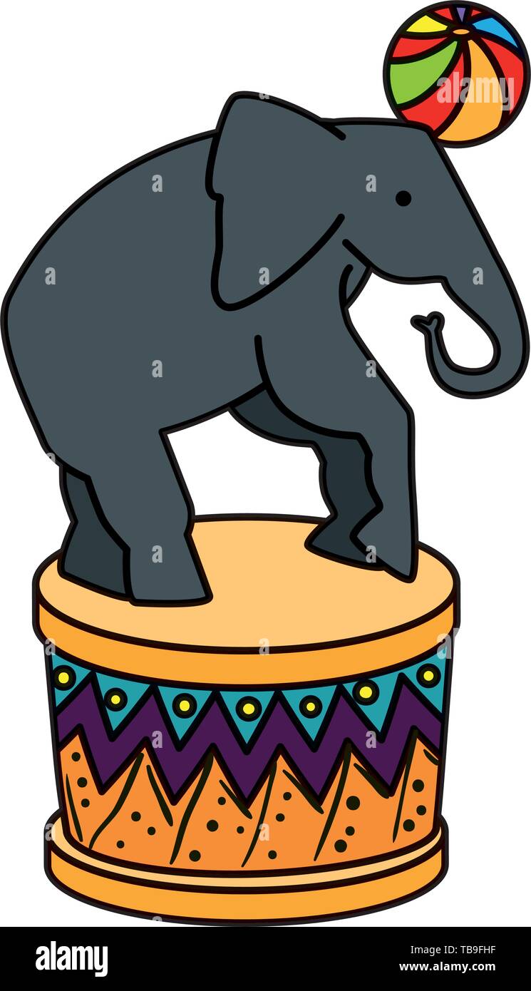 circus elephant playing with balloon in stage Stock Vector Image & Art ...