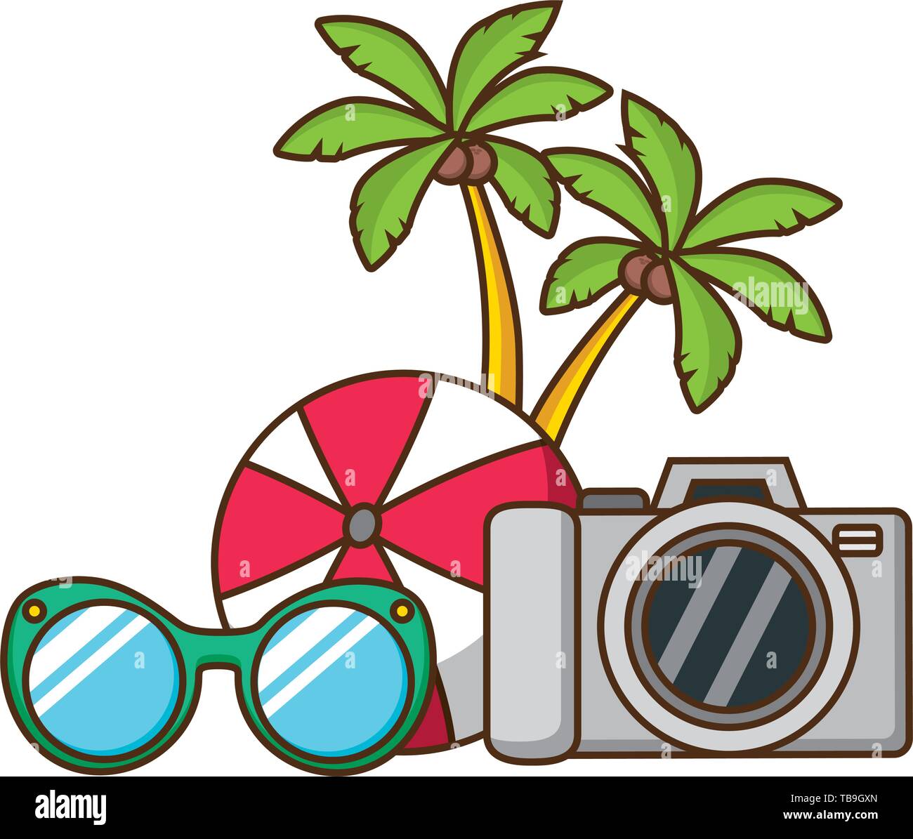 vacations ball sunglasses camera palms Stock Vector Image & Art - Alamy