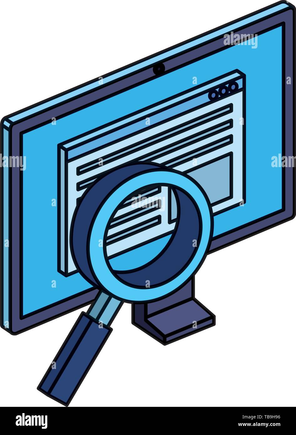 computer monitor with magnifying glass Stock Vector Image & Art - Alamy