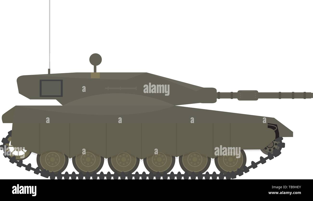 Side view of a military war tank - Vector Stock Vector