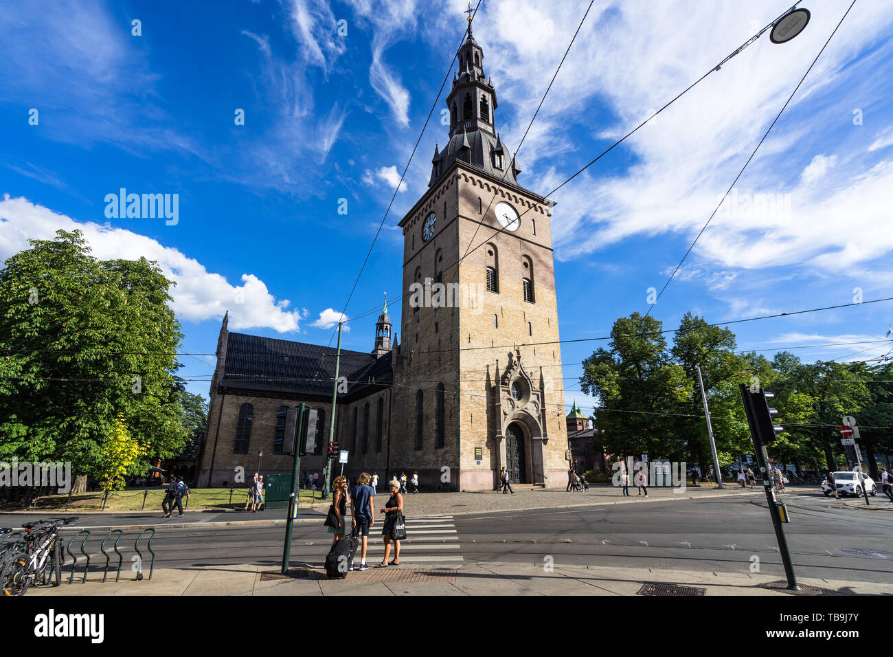 Oslo Cathedral (Domkirke) is the main church for the Church of Norway Diocese of Oslo. Oslo, Norway, August 2018 Stock Photo