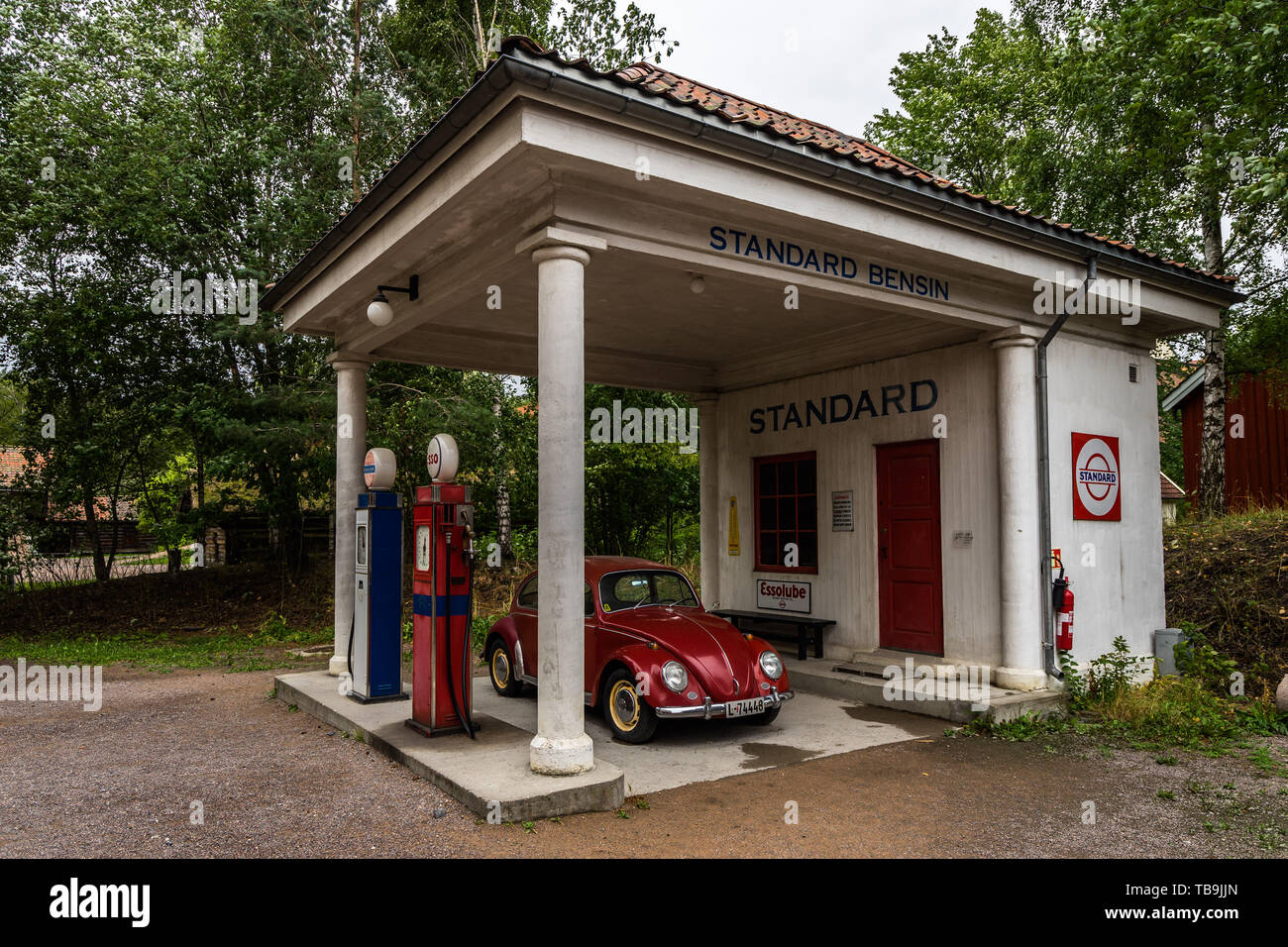 Standard Oil Gas Station at Oslo Norsk Folkemuseum, an open-air museum about cultural history of Norway Stock Photo