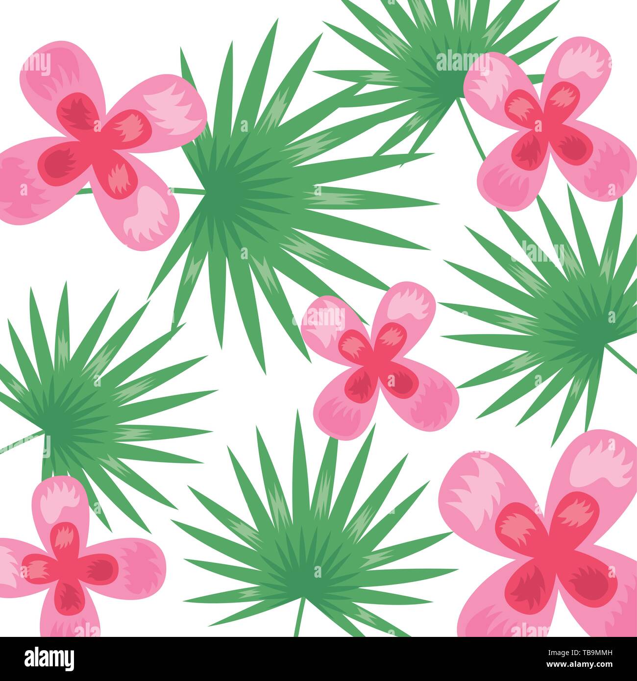 tropical flowers leaves foliage background Stock Vector Image & Art - Alamy
