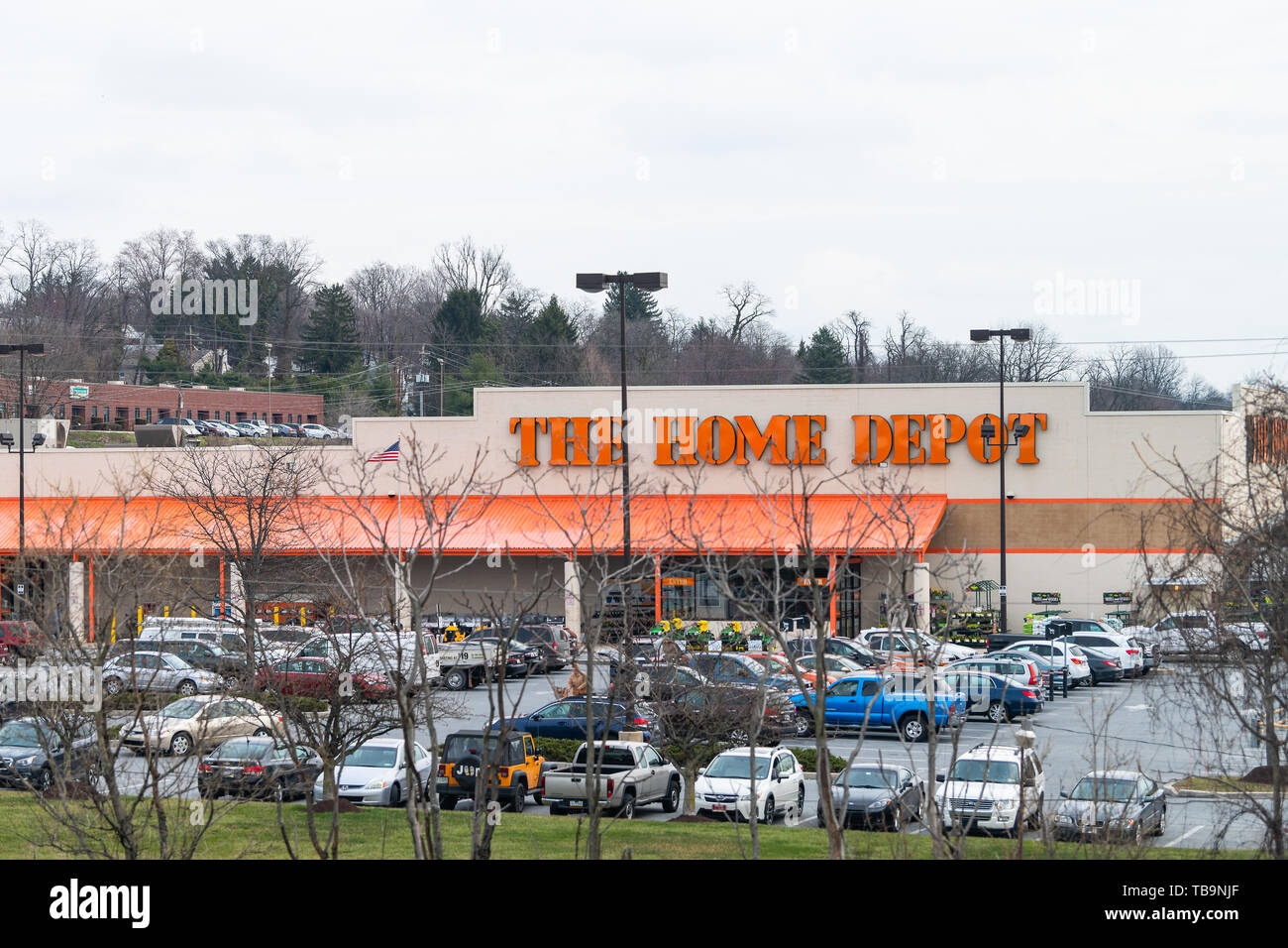 Harrisburg, USA April 6, 2018 The Home Depot store sign on building