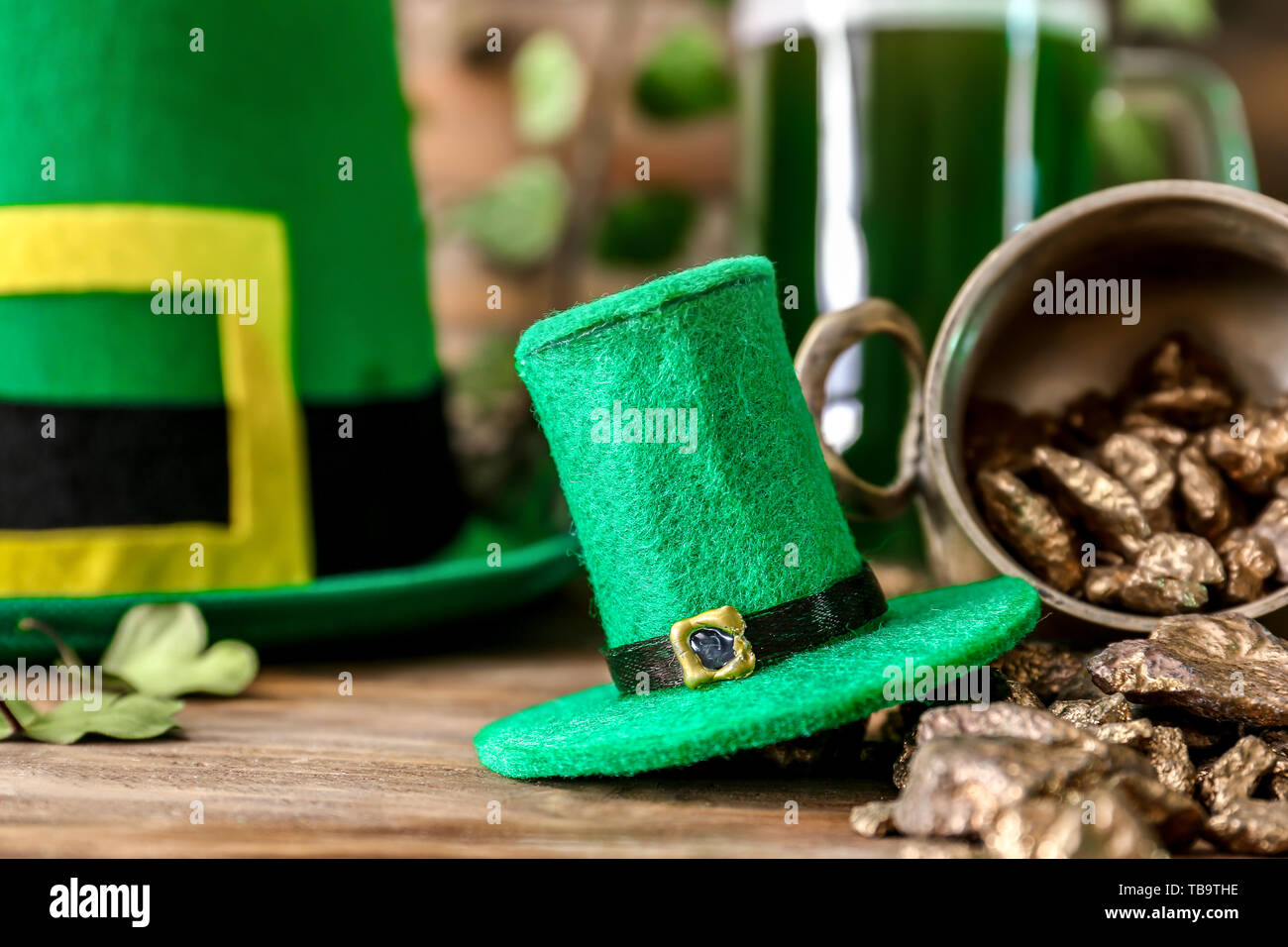 Leprechaun hat with gold nuggets on 