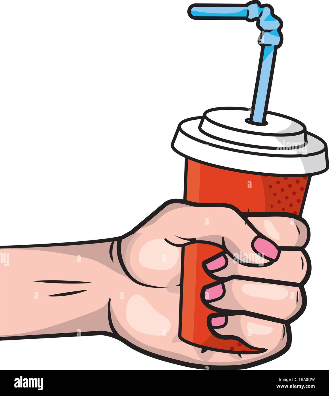 https://c8.alamy.com/comp/TBA8DW/hand-holding-soda-paper-cup-with-straw-vector-illustration-graphic-design-TBA8DW.jpg