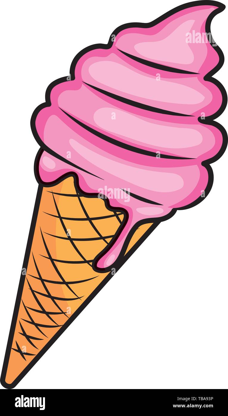 Pop Art Pink Ice Cream Cartoon Vector Illustration Graphic Design Stock 