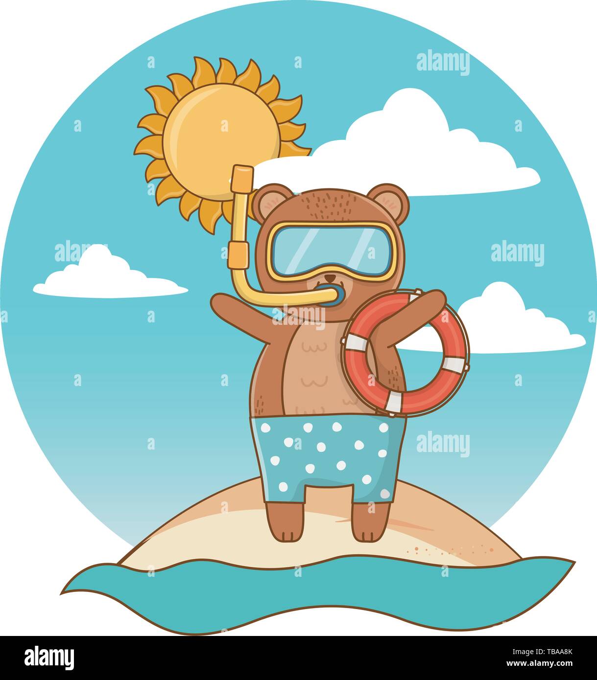 Summer Vacation Relax Time Cute Little Happy Animal Bear At Beach summer-vacation-relax-time-cute-little-happy-animal-bear-at-beach