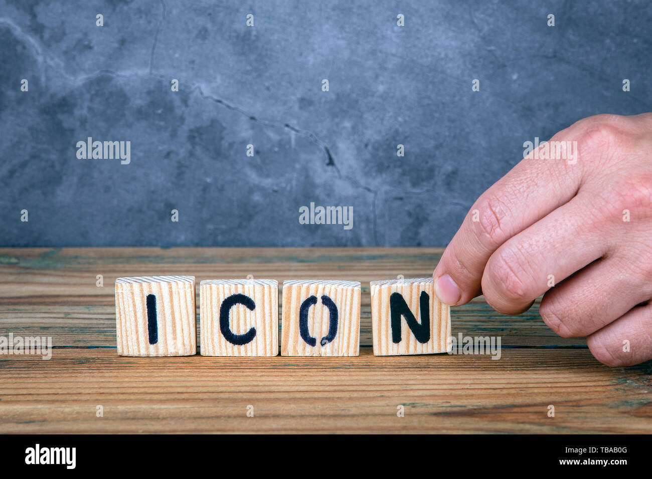 Icon - word from wooden letters Stock Photo