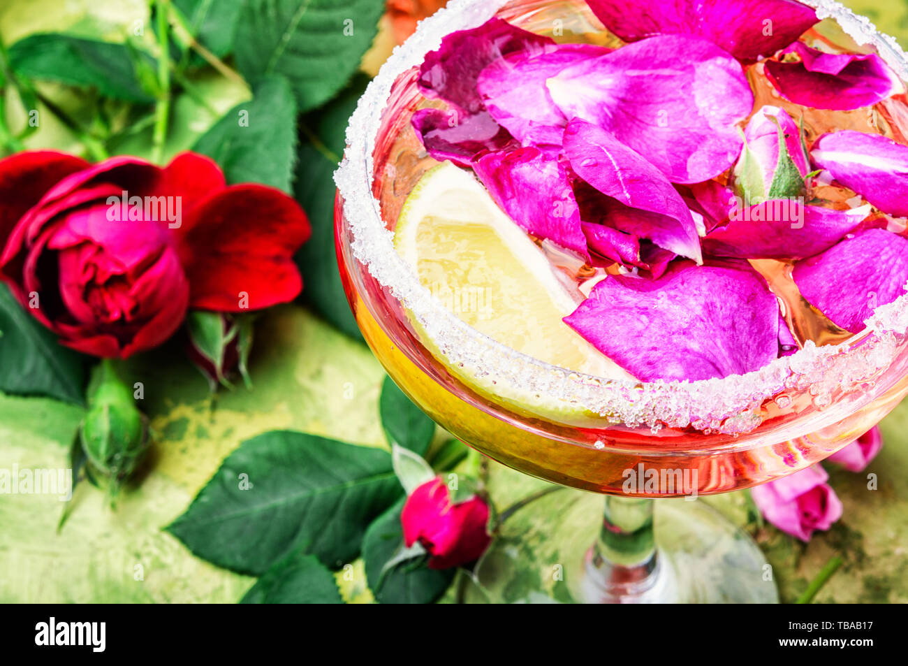 Home alcoholic drink from tea rose.Flower cocktail Stock Photo Alamy