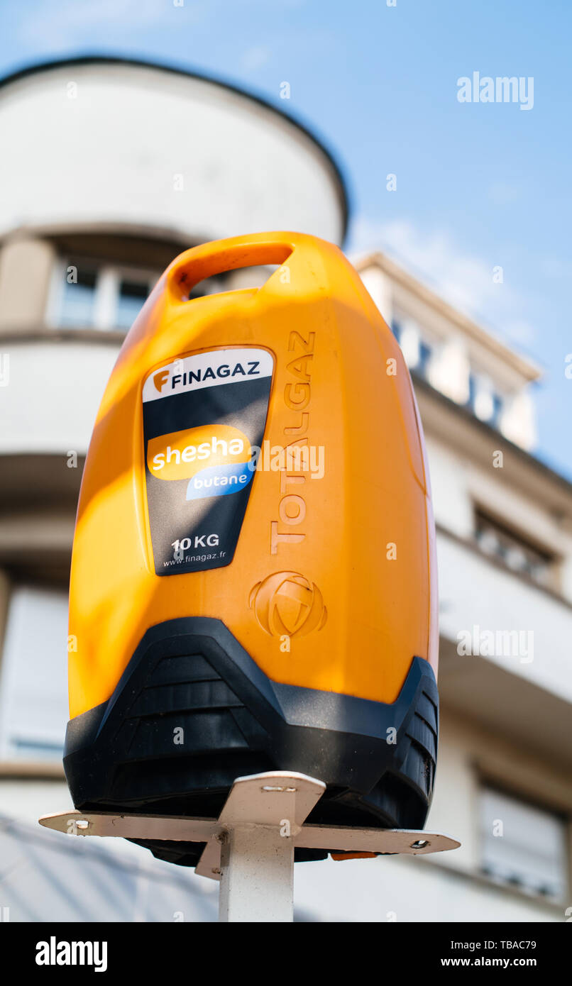 Paris, France Mar 3, 2017 Butane Shesha Total gas butane gas bottle