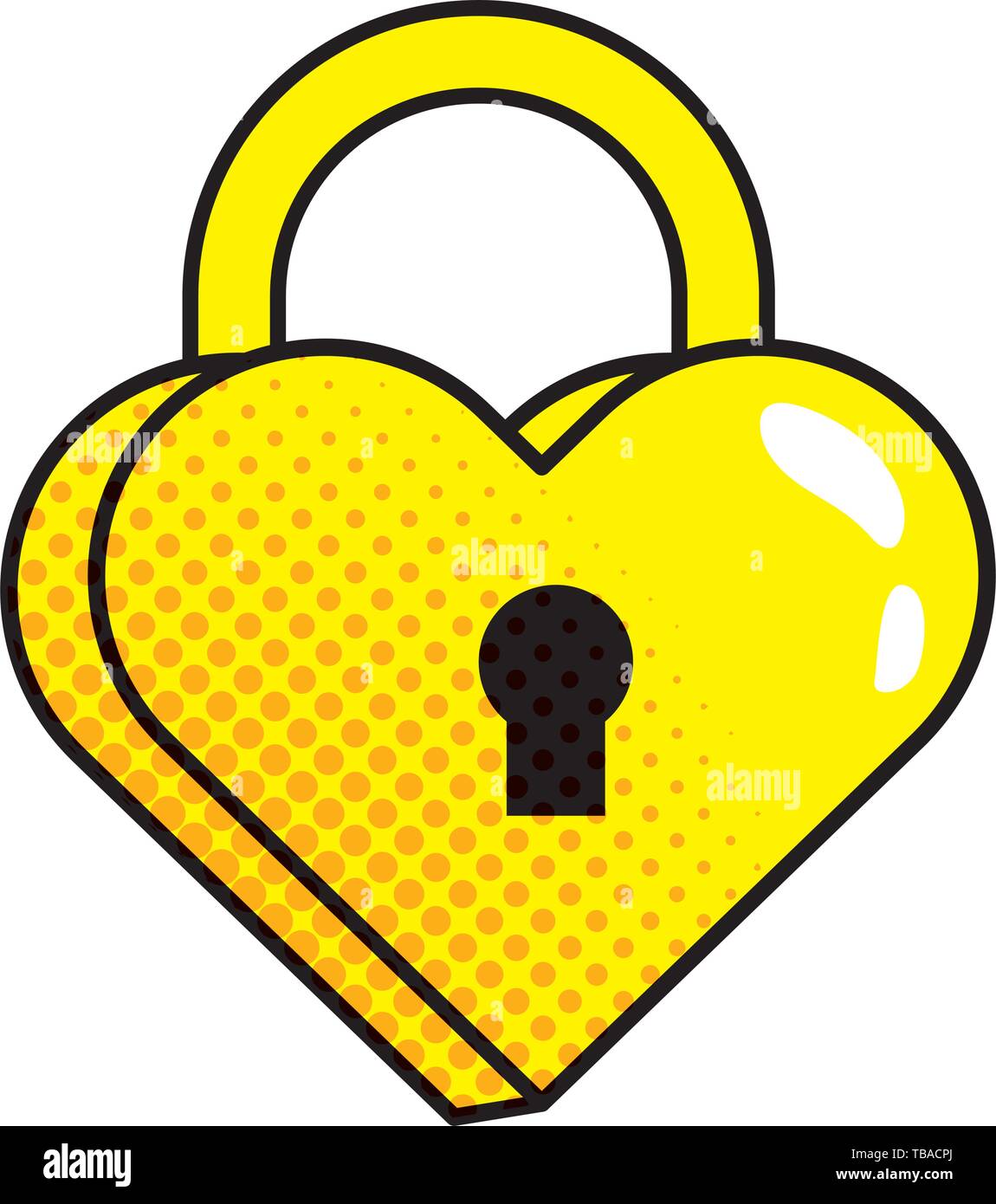 Pop art padlock heart shape lovely cartoon vector illustration graphic ...
