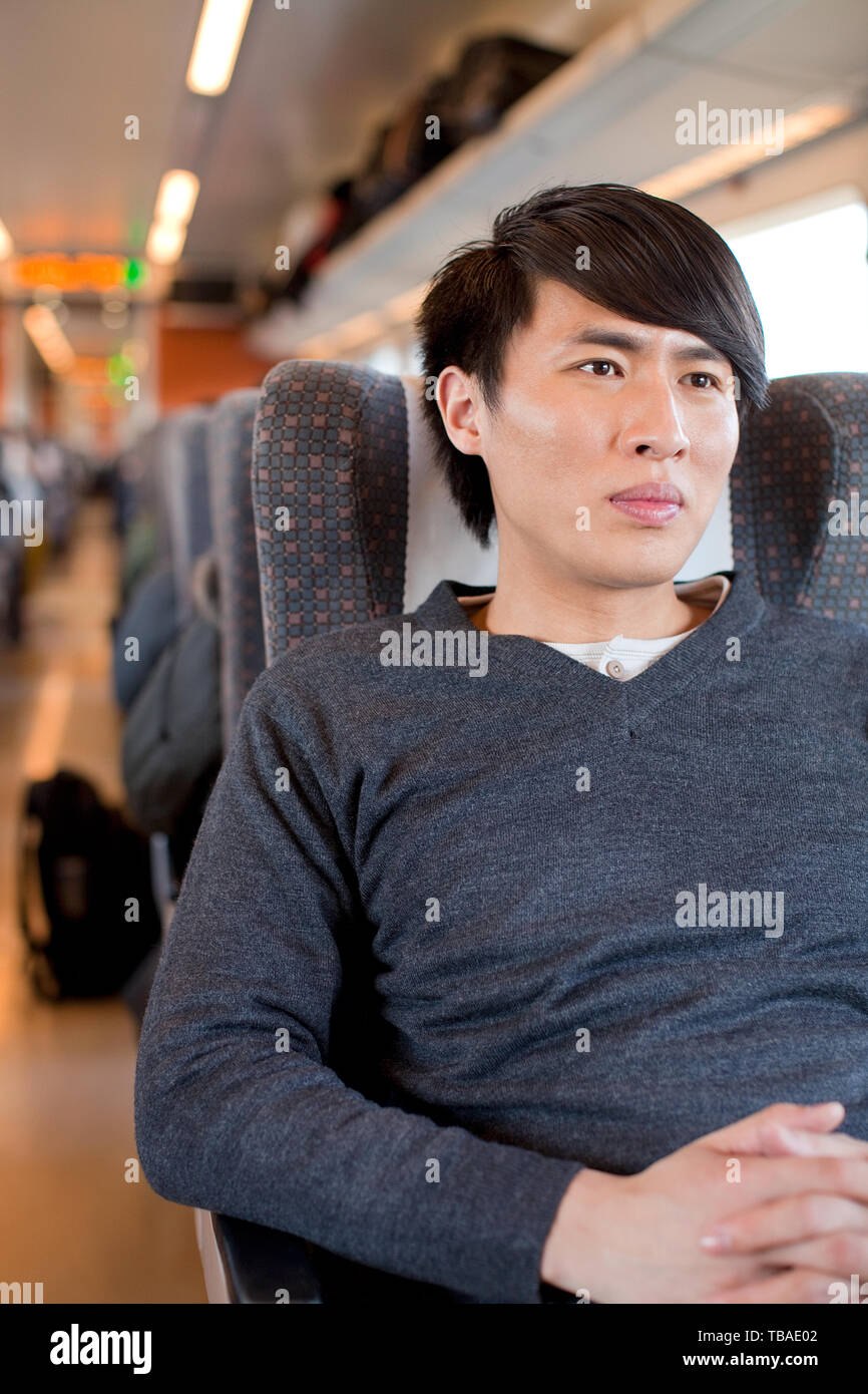 A couple on a train. Stock Photo